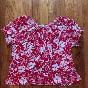 Rebecca Malone Red and White Floral Blouse